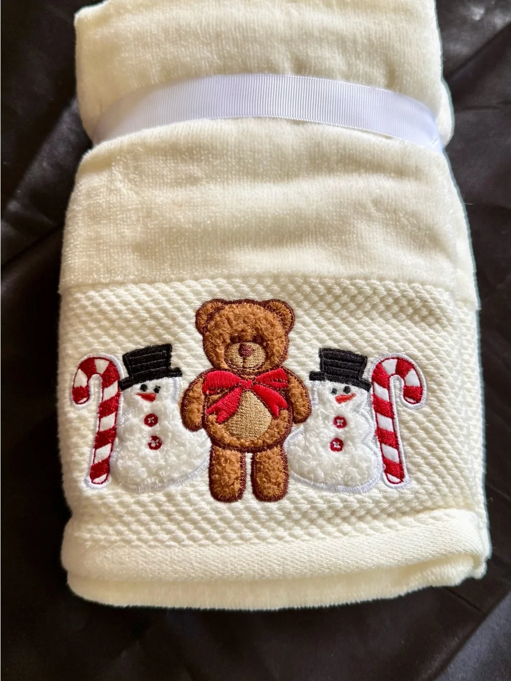 NEW Balsam & Fir Holiday Christmas Hand Towels, Set of 2 Teddy Bear & Snowman...